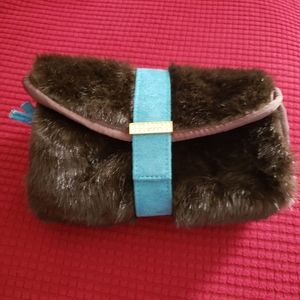 Stephanie Johnson Brown Faux Fur Travel/Makeup Organizer